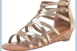 Esprit Charlotte Gold Metallic Strappy Wedge Gladiator Sandals